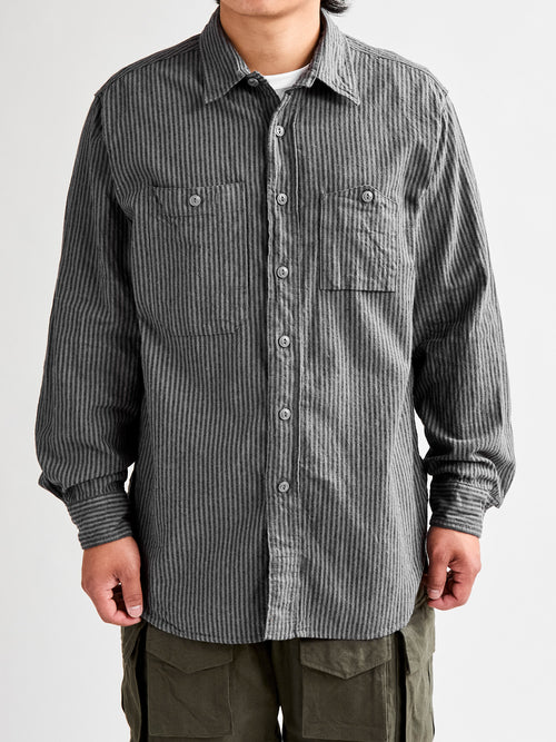 Linen Work Shirt in Charcoal Grey