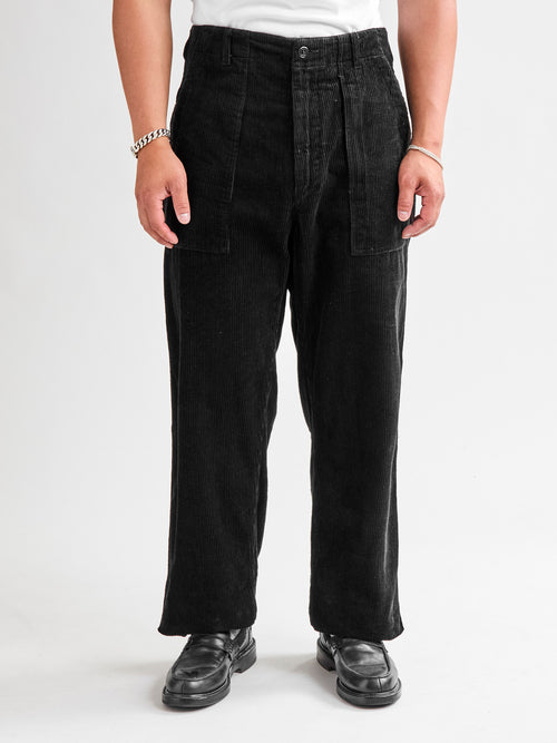 8W Cotton Corduroy Fatigue Pants in Black