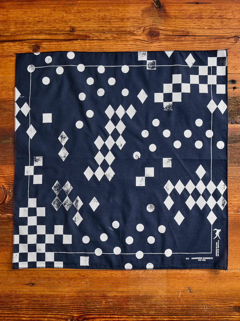 Printed Bandana in Navy Geometry