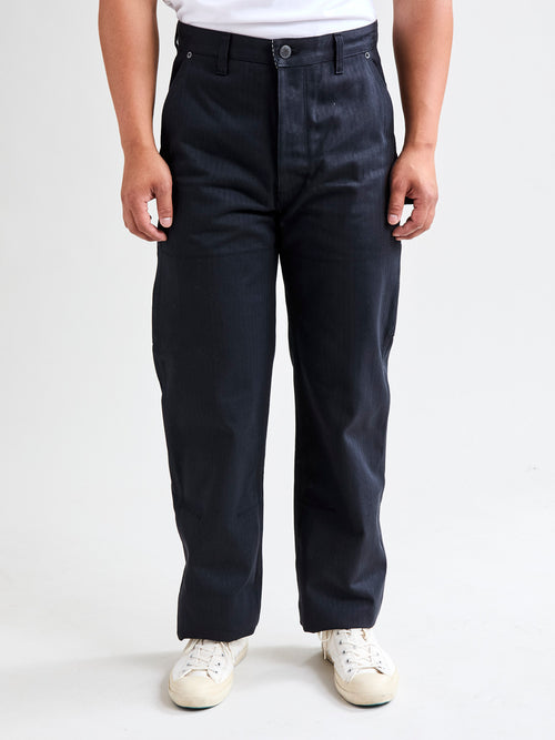 Ortega Pant in Black Herringbone