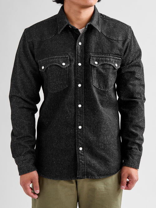 Modern Western Shirt in Black Nep Denim