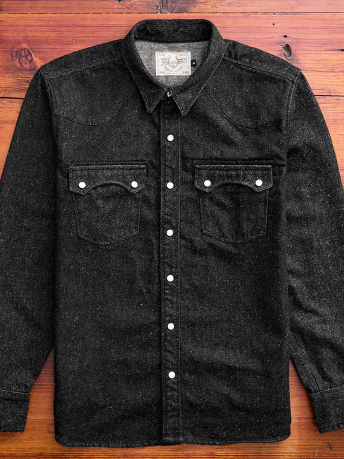 Modern Western Shirt in Black Nep Denim