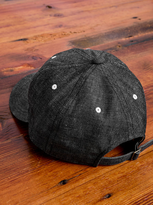 Patch Denim Baseball Cap in Black