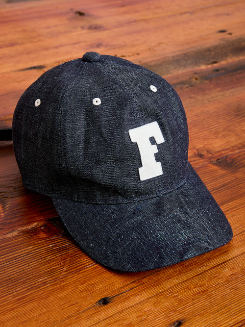 Patch Denim Baseball Cap in Indigo Blue