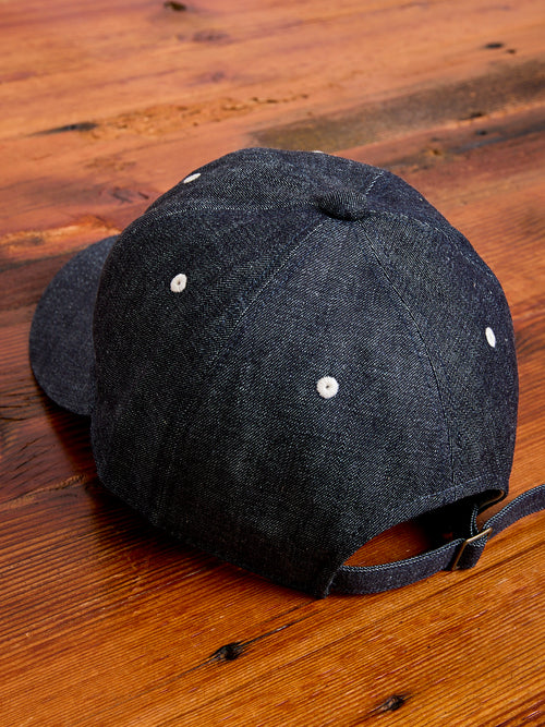 Patch Denim Baseball Cap in Indigo Blue