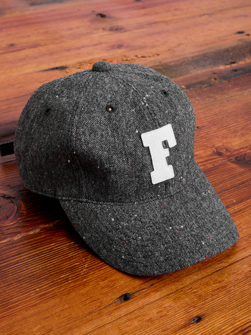 Patch Tweed Baseball Cap in Charcoal