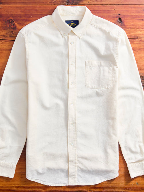 Brushed Oxford Button-Up Shirt in Ecru