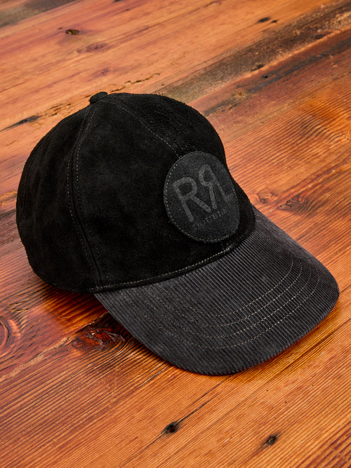 Ranch Logo Suede Cap in Black