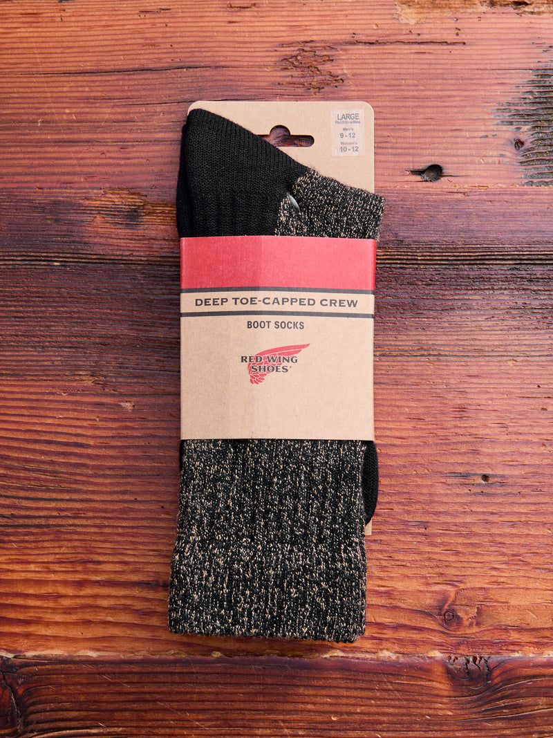 Deep Toe Capped Wool Sock in Black