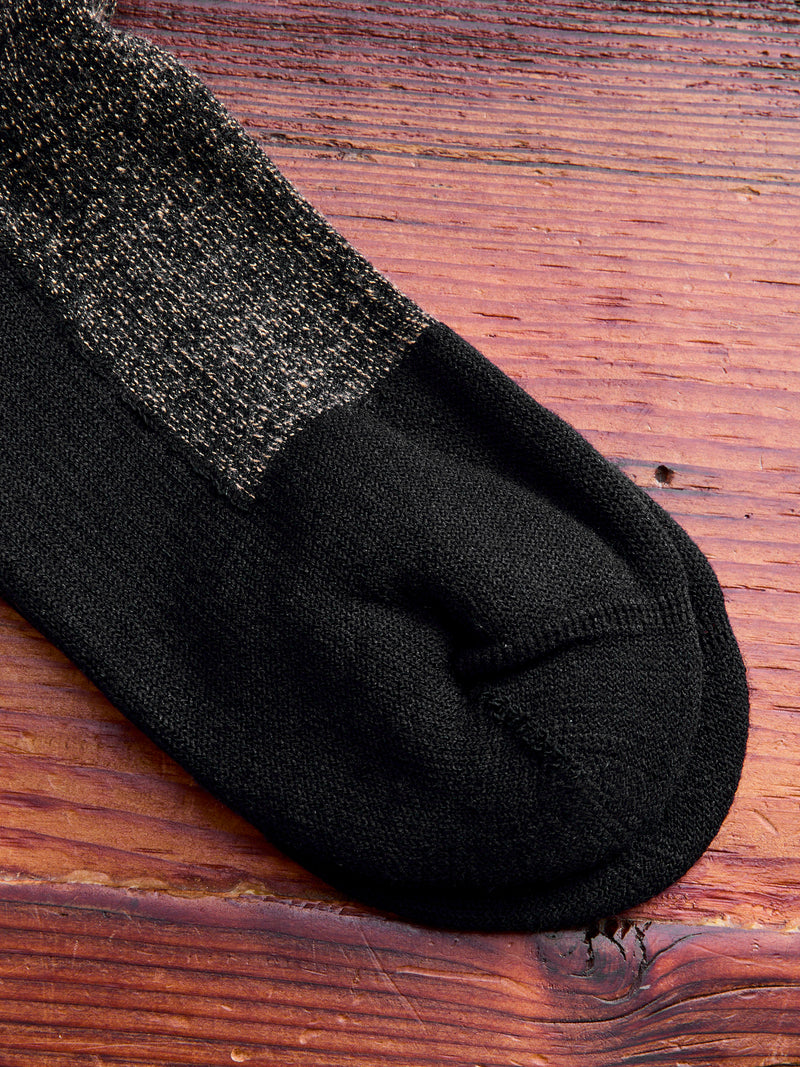 Deep Toe Capped Wool Sock in Black