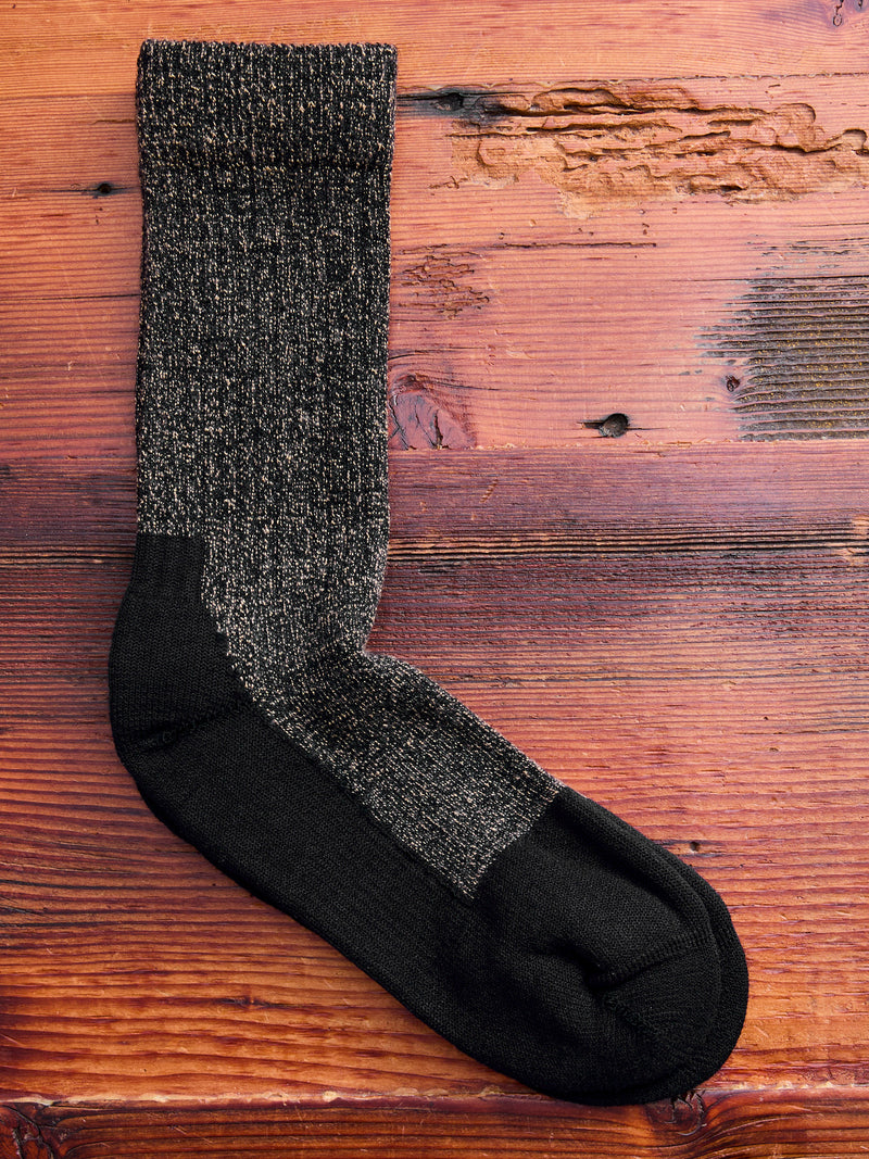 Deep Toe Capped Wool Sock in Black