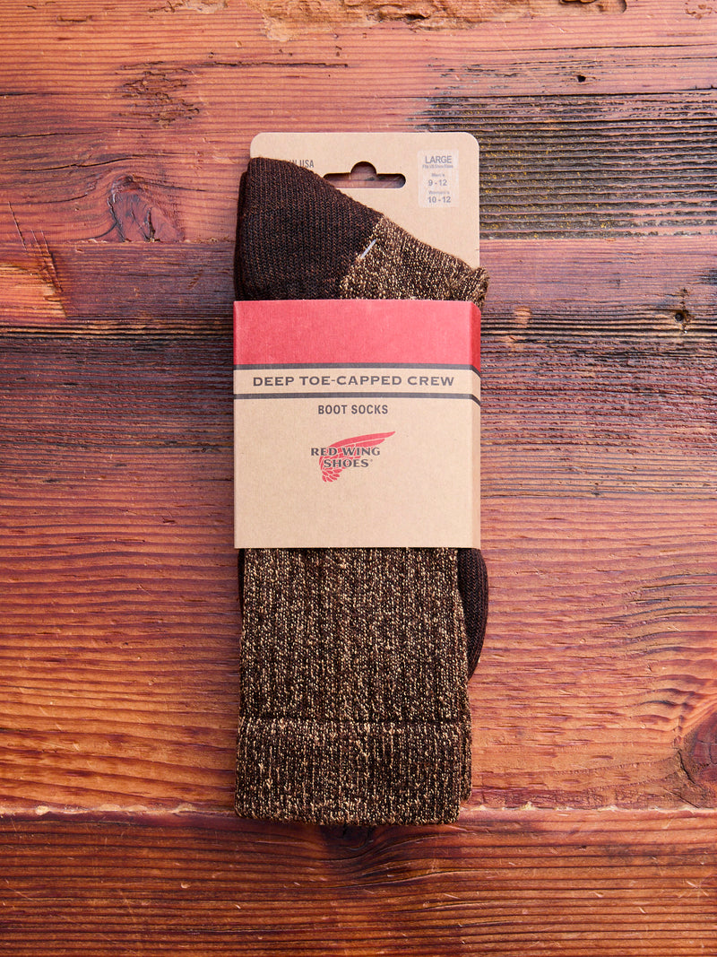 Deep Toe Capped Wool Sock in Brown