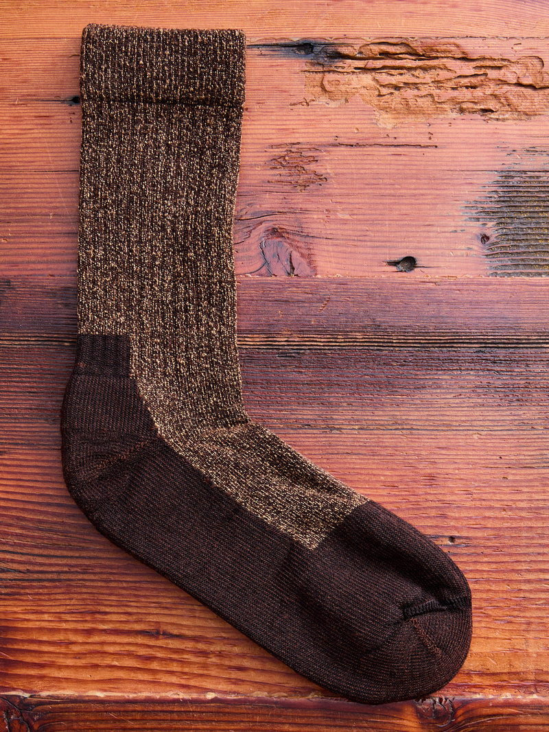 Deep Toe Capped Wool Sock in Brown