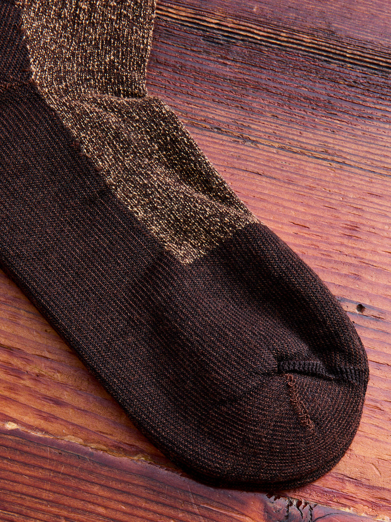 Deep Toe Capped Wool Sock in Brown