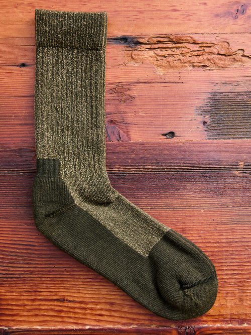 Deep Toe Capped Crew Sock in Olive