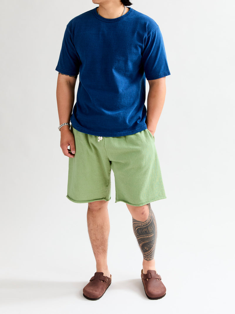 Lightweight Cutoff Sweatshort in Tea Green