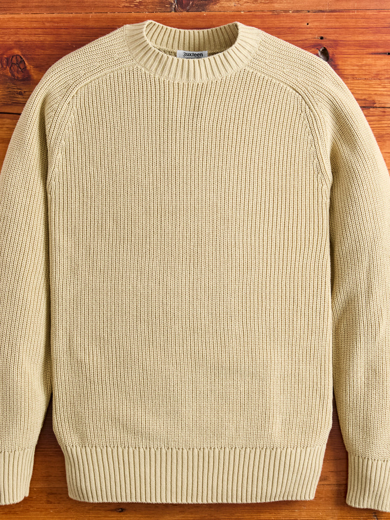 Cotton Crewneck Knit Sweater in Sand