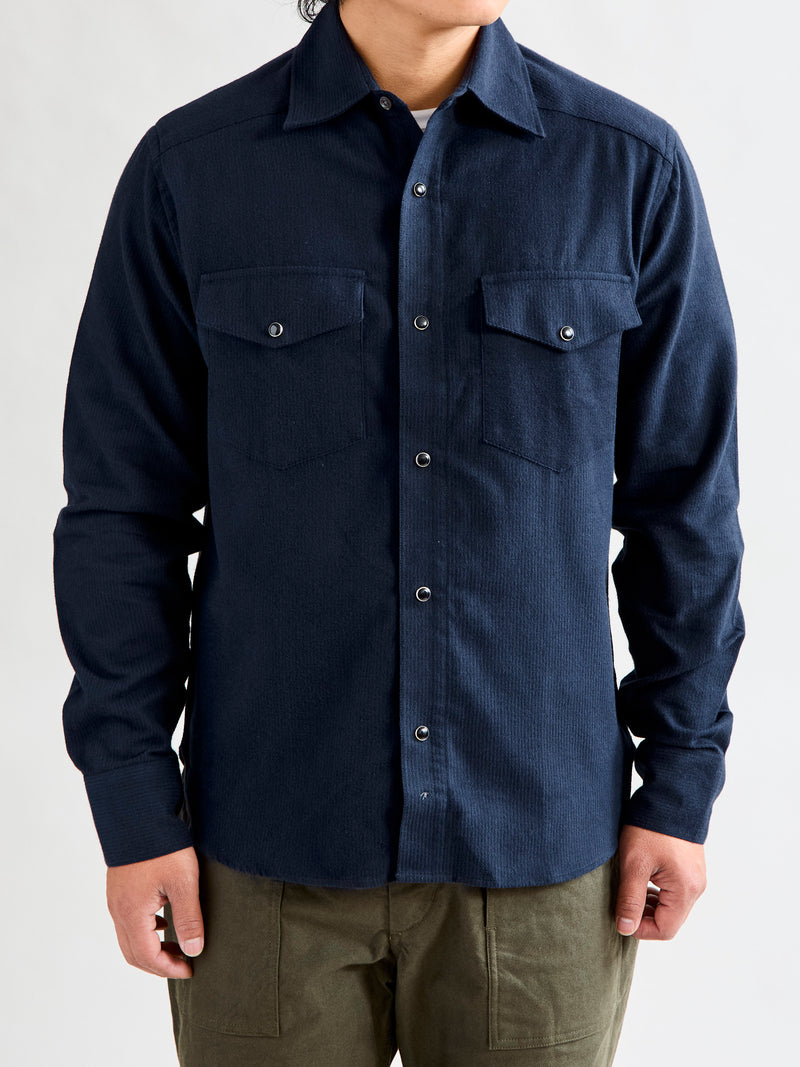 Snap Western Shirt in Midnight Shadow Stripe