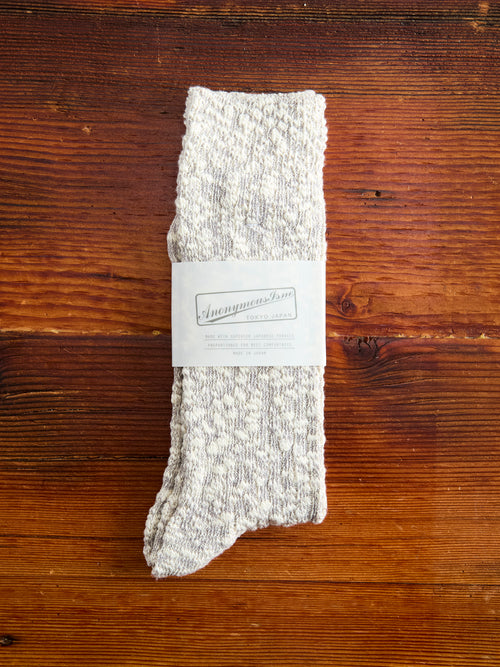 Light Slub Crew Sock in Grey