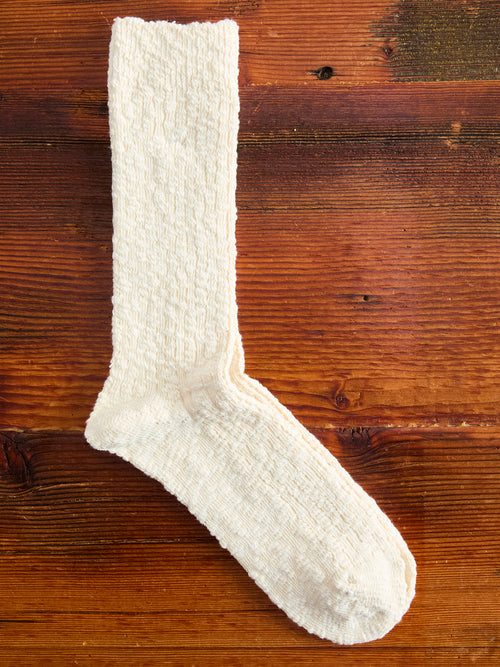 Light Slub Crew Sock in Ivory