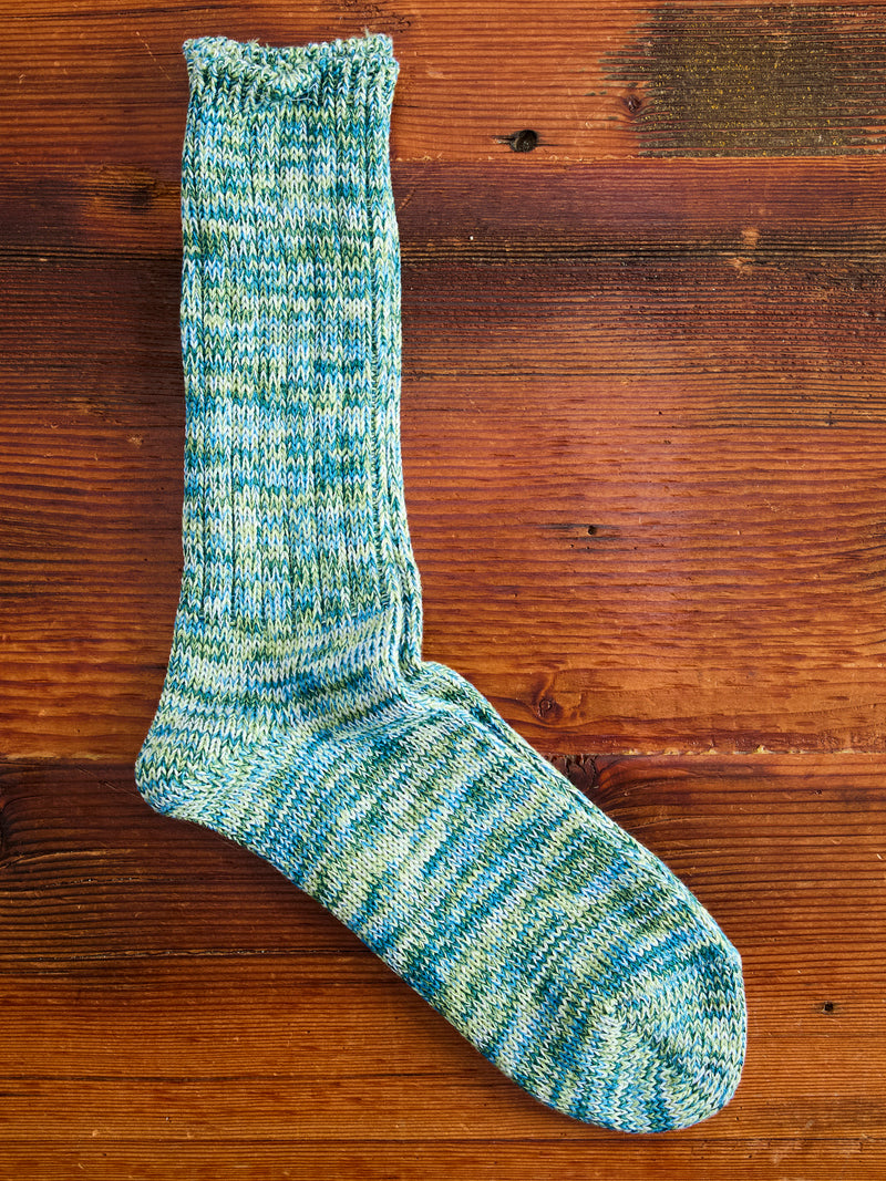 Melange Crew Sock in Agua Verde