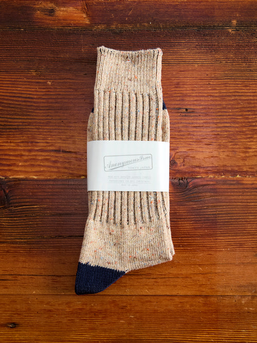 Tweed Nep Crew Sock in Beige