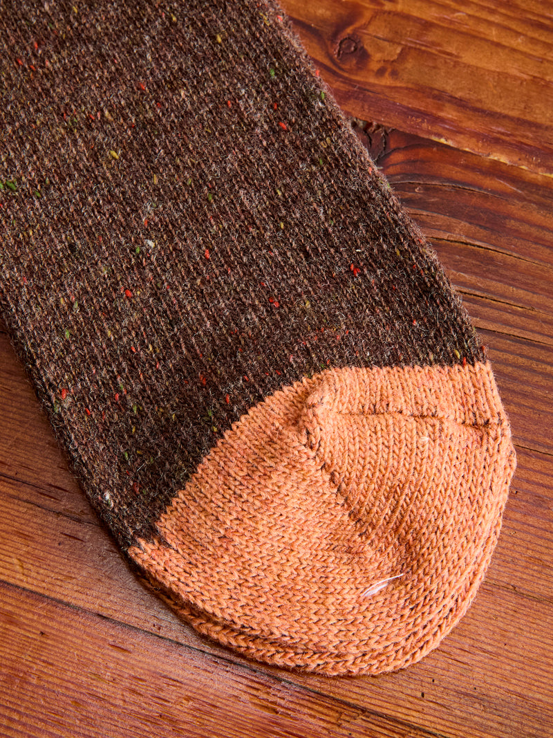 Tweed Nep Crew Sock in Brown