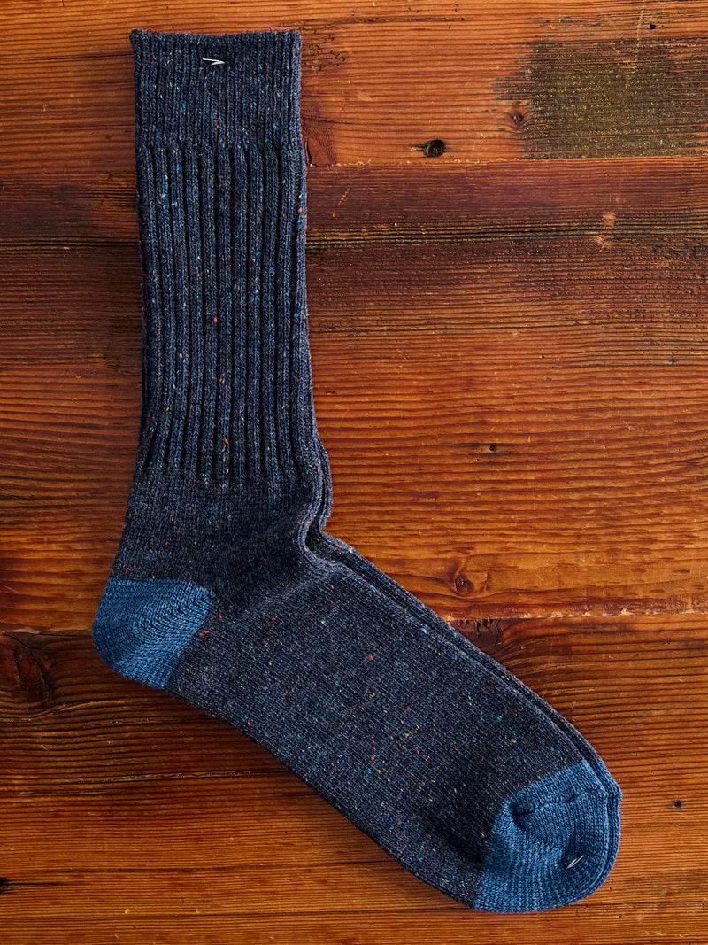 Tweed Nep Crew Sock in Navy