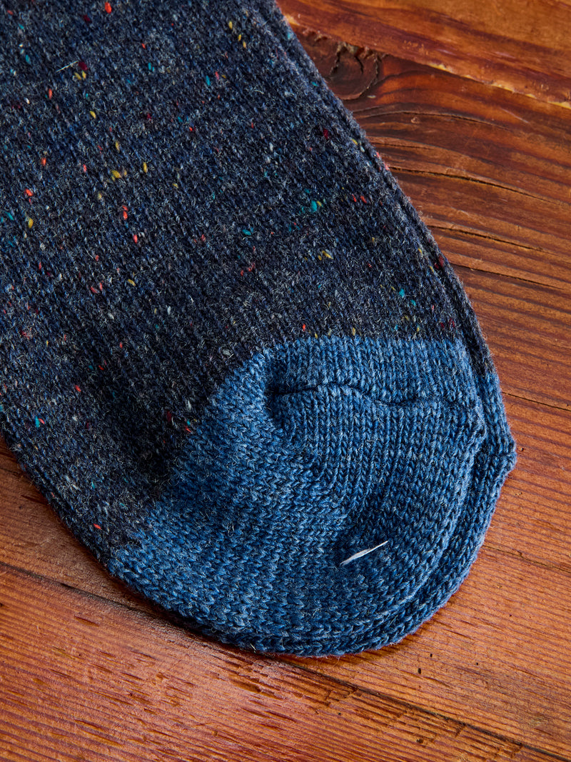 Tweed Nep Crew Sock in Navy