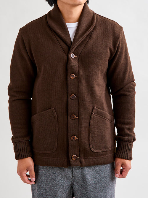 Shawl Sweater Coat in Brown