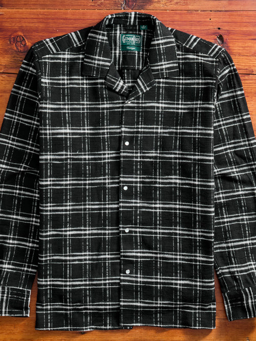 Cotton Slub Check Camp Shirt in Black