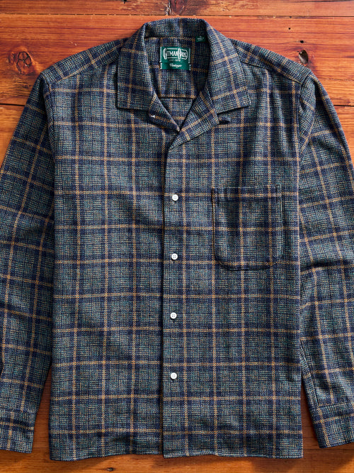 Cotton Tweed Camp Shirt in Blue