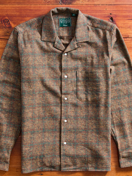 Cotton Tweed Camp Shirt in Brown