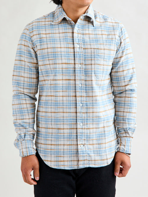 Cotton Slub Check Flannel in White