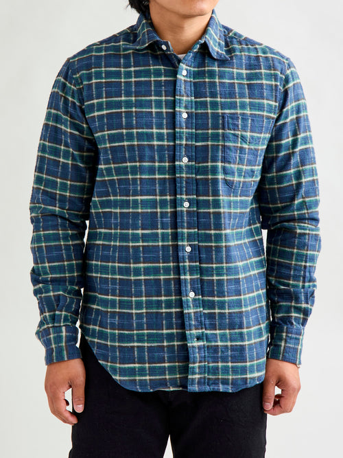 Cotton Slub Check Flannel in Blue