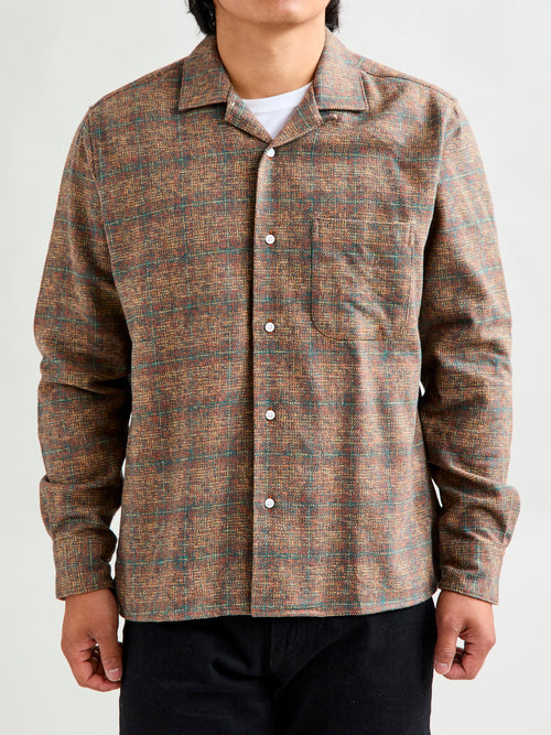 Cotton Tweed Camp Shirt in Brown