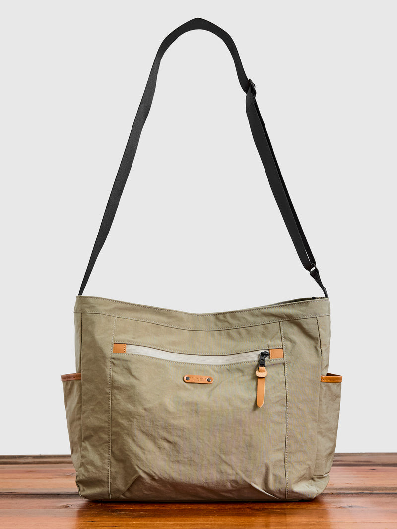 Root Shoulder Tote Bag in Beige