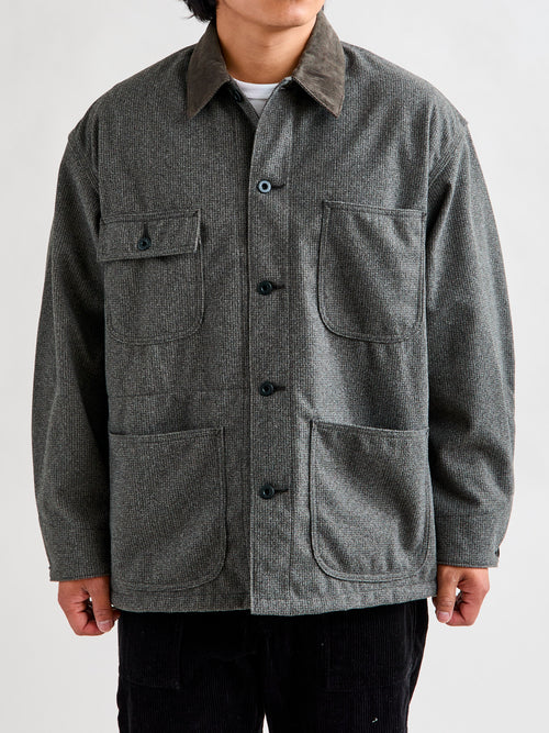 Relaxed Fit Oxford Coverall in Brown Herringbone