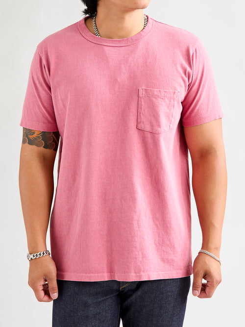 Pigment Dyed Pocket Tee in Red Grey