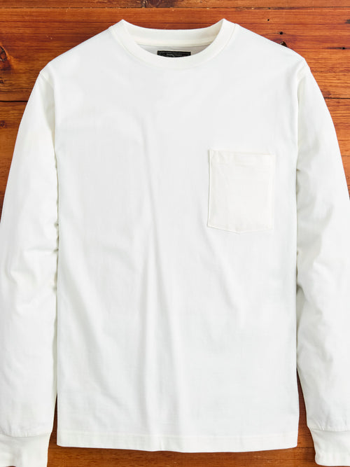 40/2 Long Sleeve Pocket T-Shirt in White