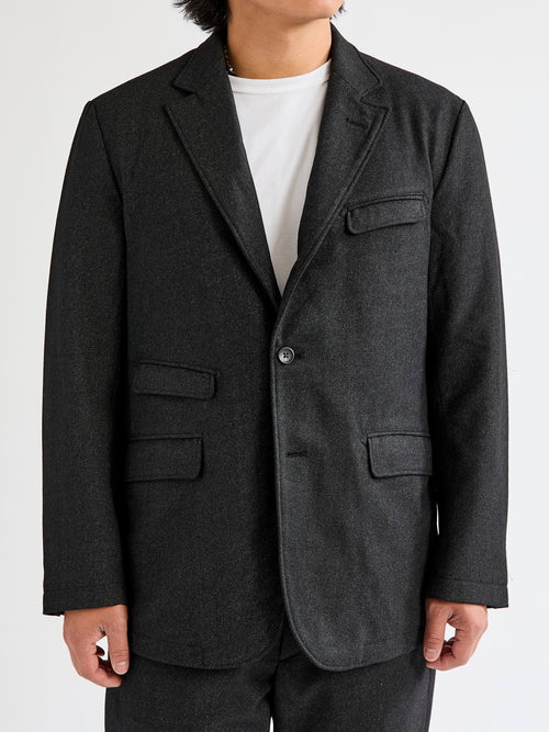 Printed Wool Andover Jacket in Charcoal