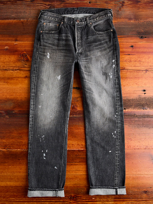 1101BKHW 13.7oz Washed Black Selvedge Denim - Classic Straight Fit