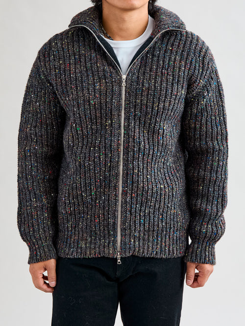 "Loose Ends" Wool Knit Cardigan in Astro