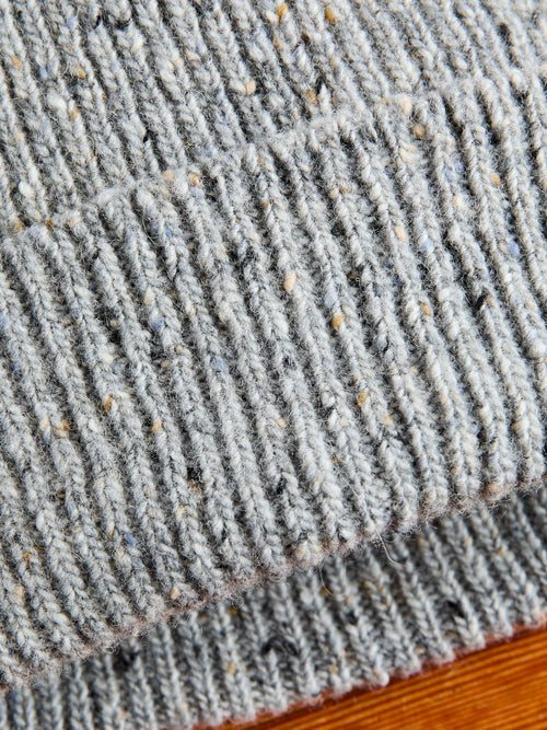 "Out of the Blue" Wool Beanie in Grey Oasis