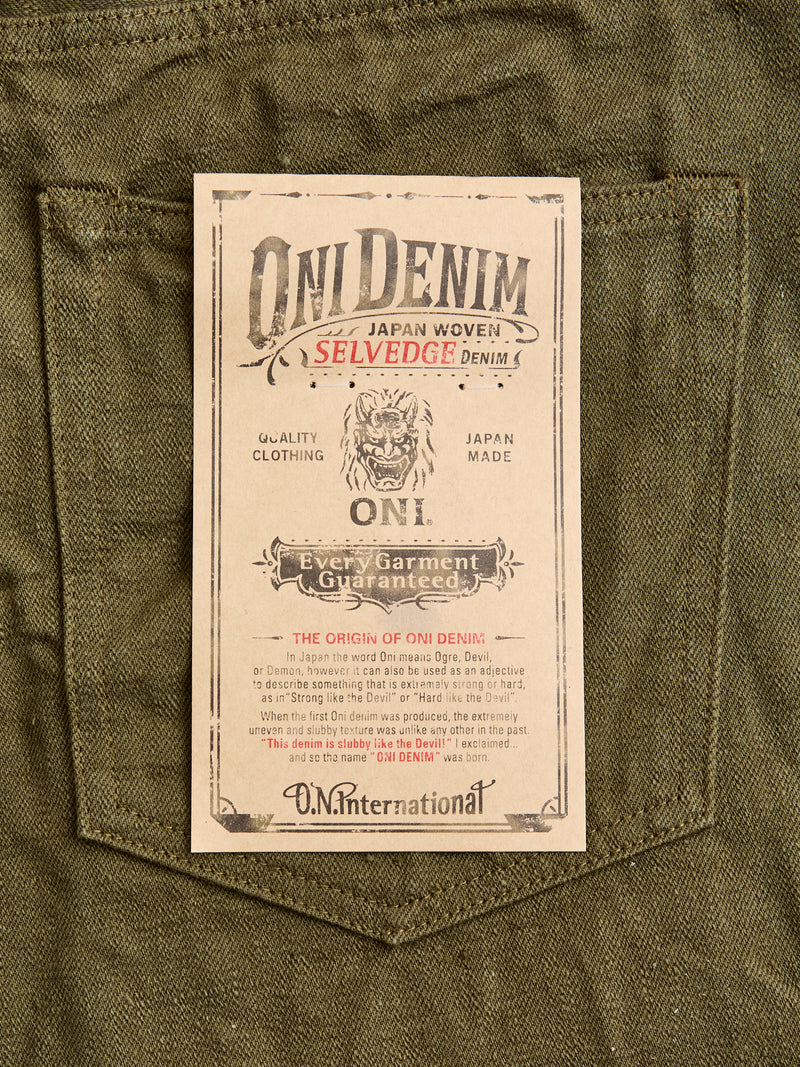 246-OLOL "Low Tension Olive" 12oz Selvedge Denim - Clean Straight Fit