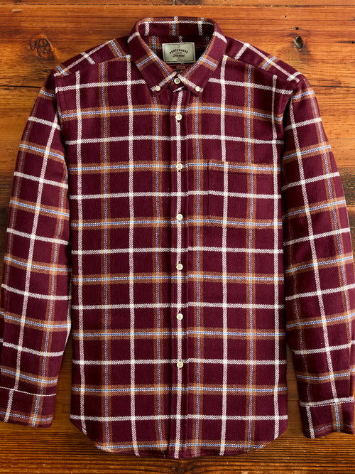 Pottery Check Button-Up Shirt in Burgundy