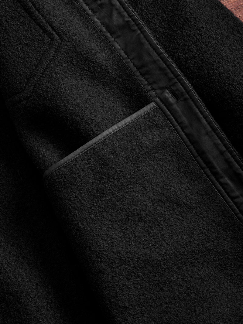 Boiled Wool Warden Overshirt in Black