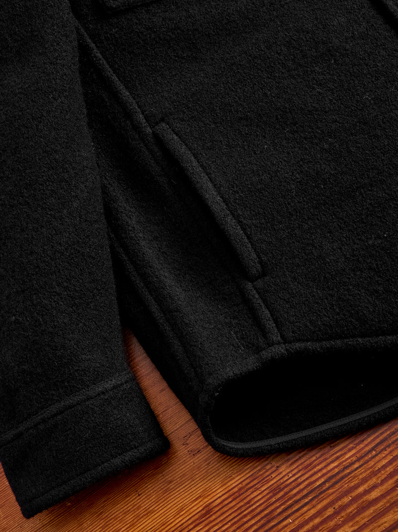 Boiled Wool Warden Overshirt in Black