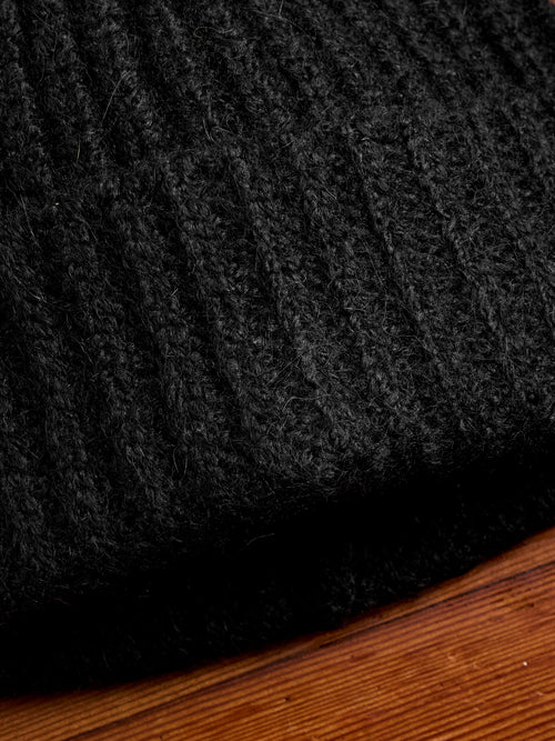 Alpaca Ribbed Watch Cap in Black