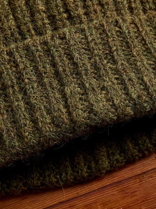 Alpaca Ribbed Watch Cap in Forest